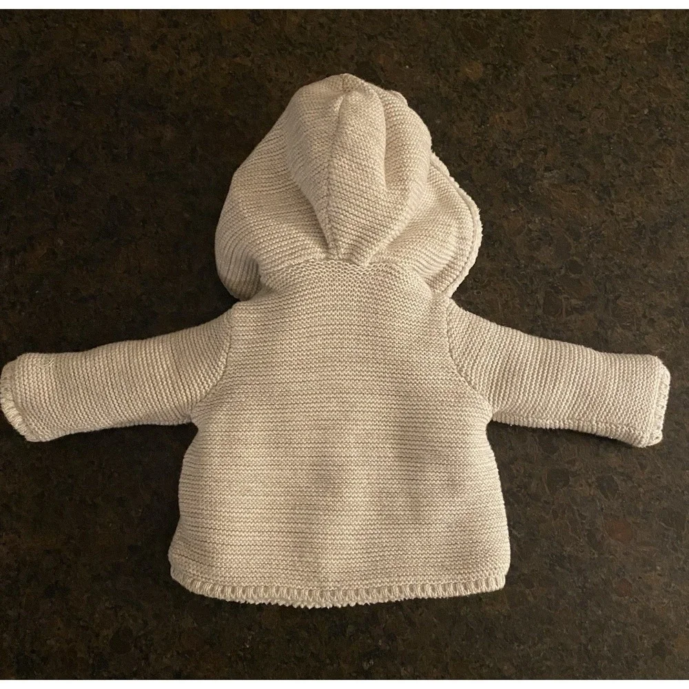 Carter's Hooded Light Gray Sherpa Sweater With‎ Ears Size 3M 3 Months
